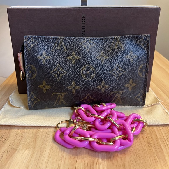Authentic Louis Vuitton Monogram Bucket Pouch PM W Box ,dust bag/unbranded chain - Picture 6 of 12
